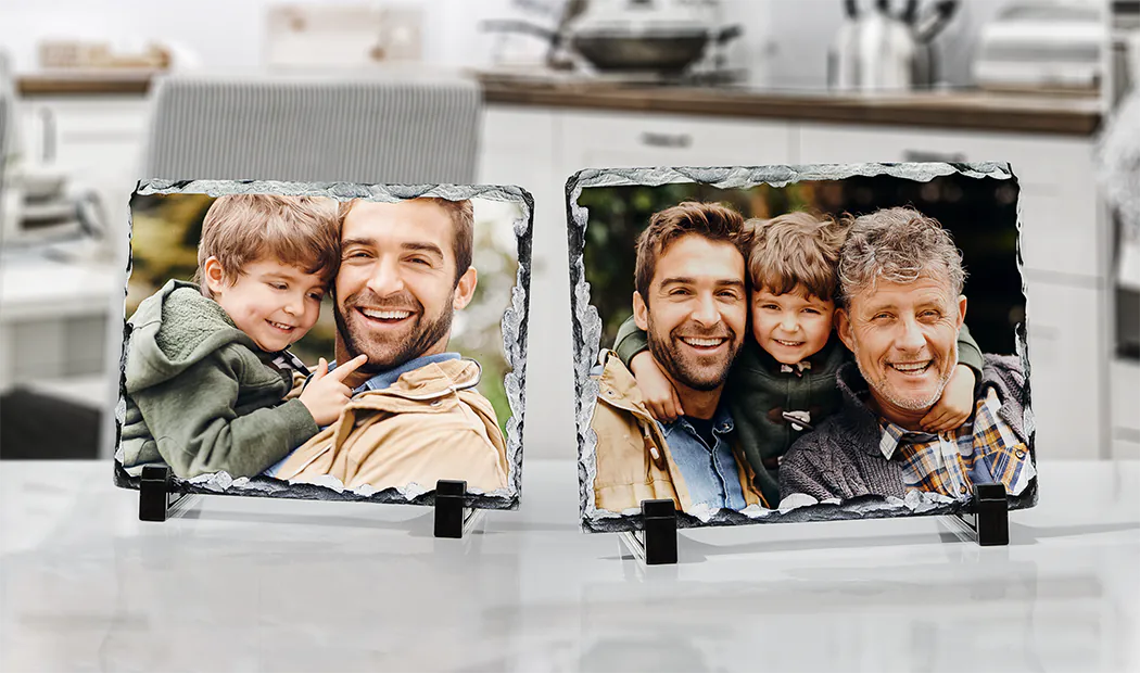 Stone slate with family photo