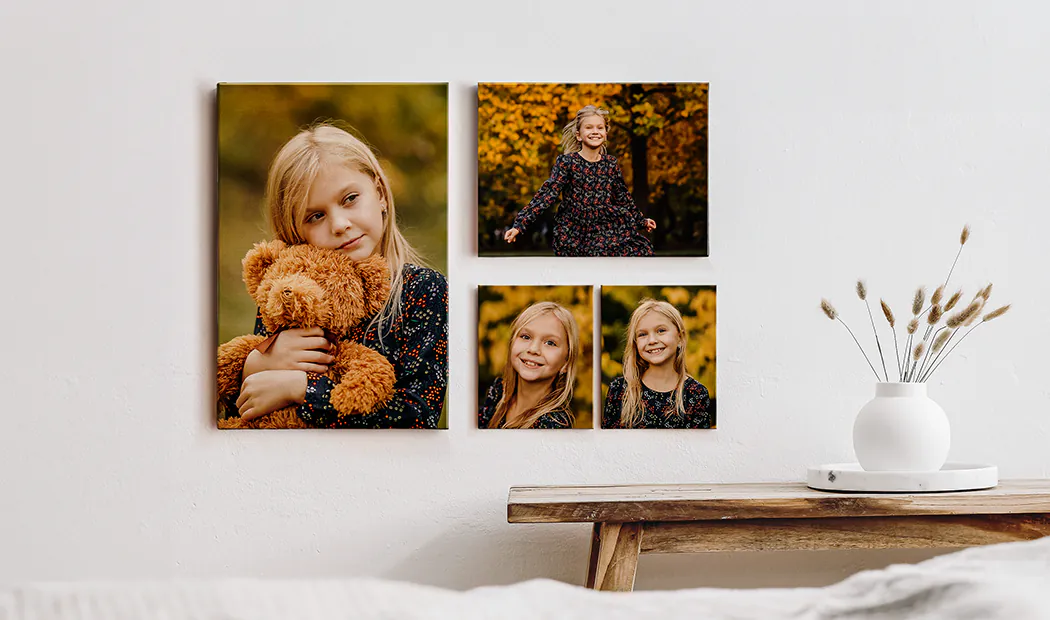 Collage canvas print of two delighted female friends