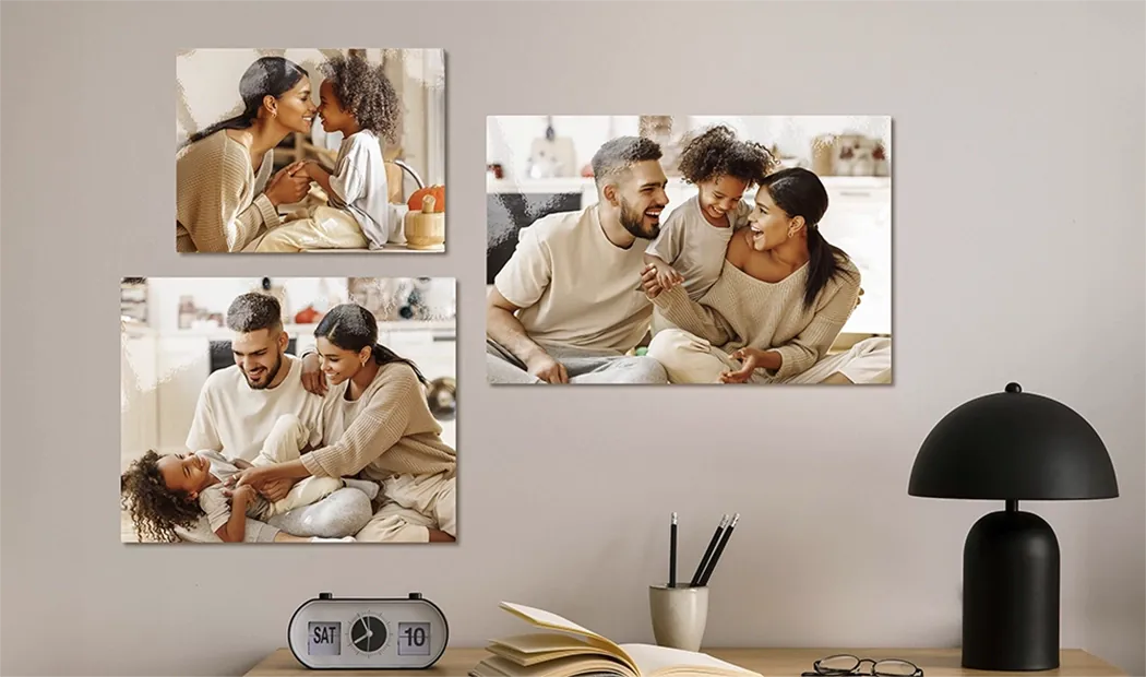 Stack of custom photo prints from the Printerpix online photo printing service