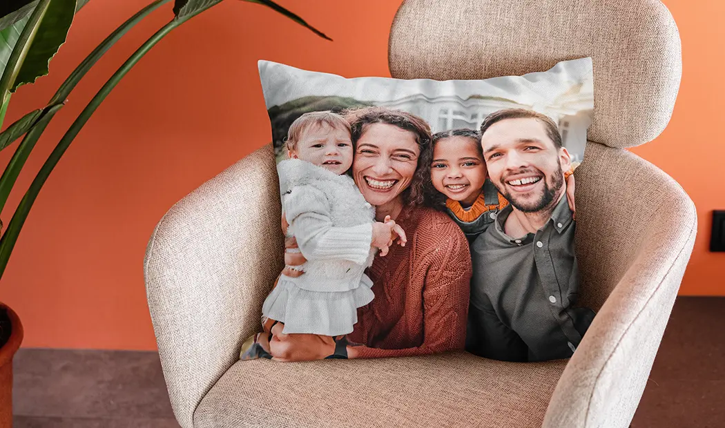 Personalised cushion featuring two friends, high-quality print on premium fabric. Fully customisable!